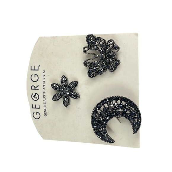 George Genuine Austrian Crystal Brooch Set Retro Style - Picture 3 of 6